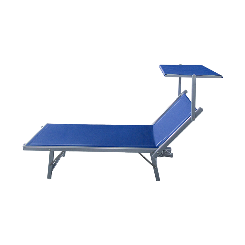 Aluminium lipat pantai matahari tidur tempat tidur lounge dengan atap